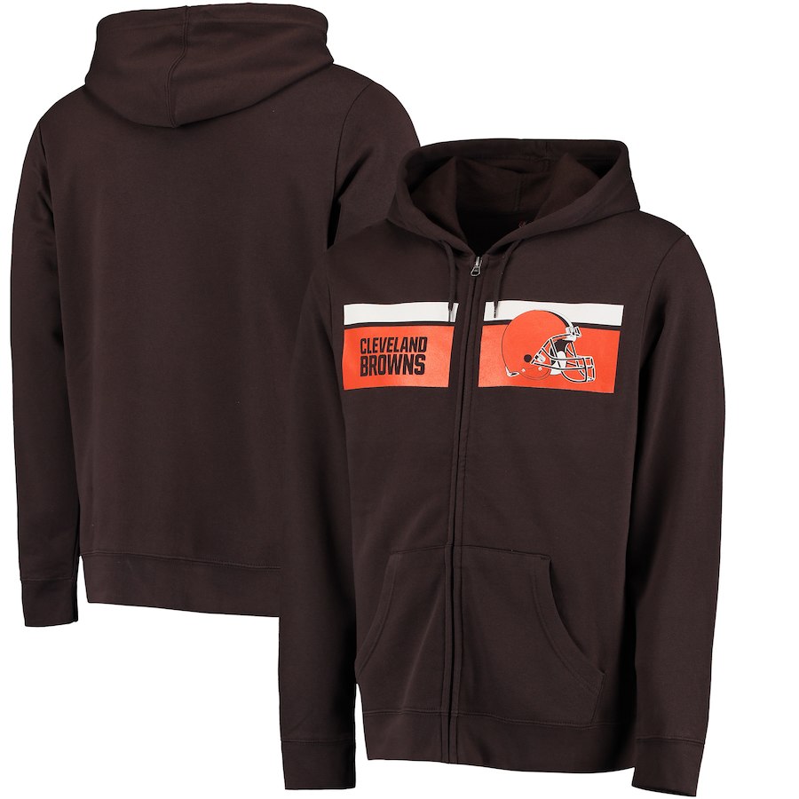Men's Cleveland Browns Brown Majestic Touchback Full-Zip 2018 NFL Hoodie